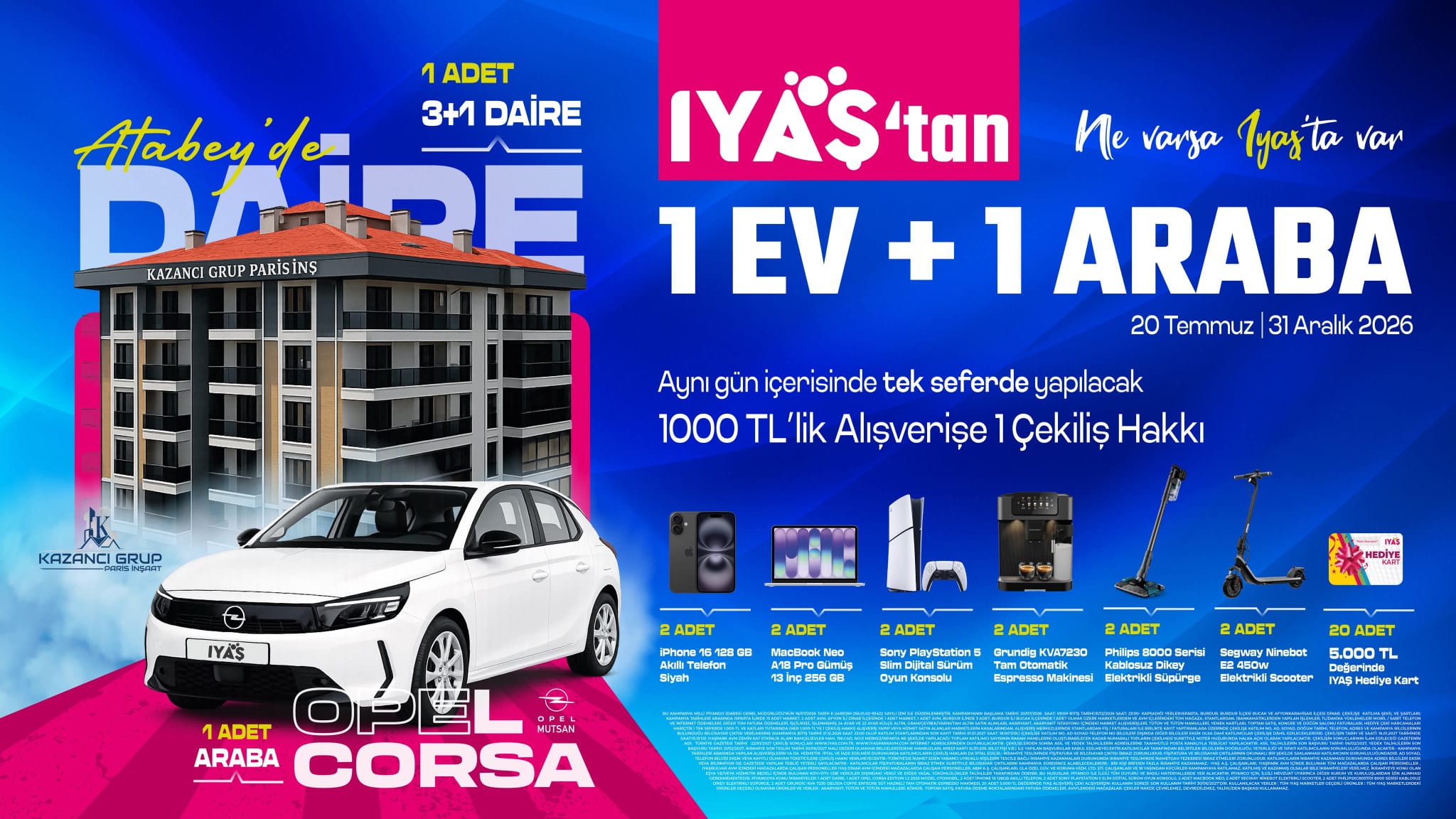 IYAŞ’ta büyük çekiliş heyecanı: Evden otomobile 34 ödül